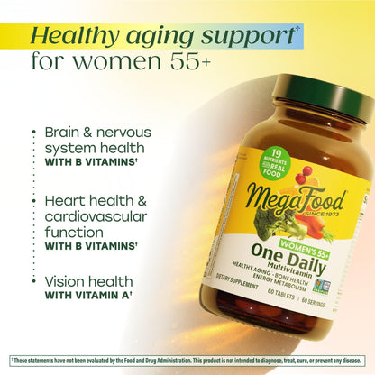MegaFood Women 55+ One Daily Multivitamin – Vitamin D3, B12, Folate | Vegetarian