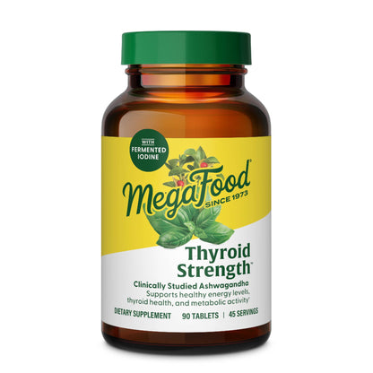 MegaFood Thyroid Strength - Mineral Support with Ashwagandha, Iodine & L-Tyrosine | 90 Tabs