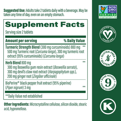 MegaFood Turmeric Curcumin - Joint Support (Vegan, Non-GMO) 60 Tablets