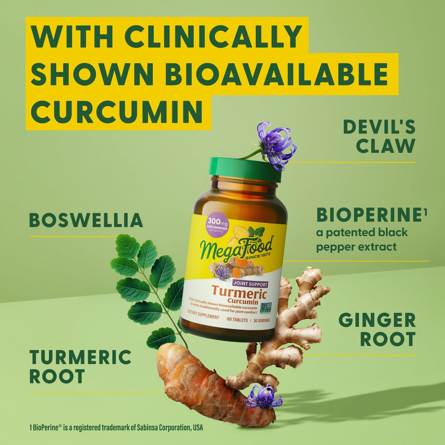 MegaFood Turmeric Curcumin - Joint Support (Vegan, Non-GMO) 60 Tablets