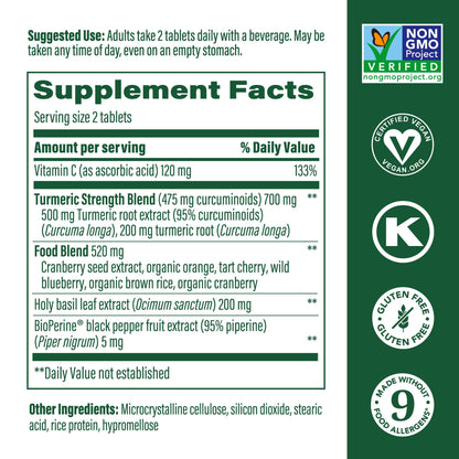MegaFood Whole Body Turmeric Curcumin Supplement – 475 mg Curcuminoids per Serving, Black Pepper & Vitamin C (Vegan, 120 Tablets)