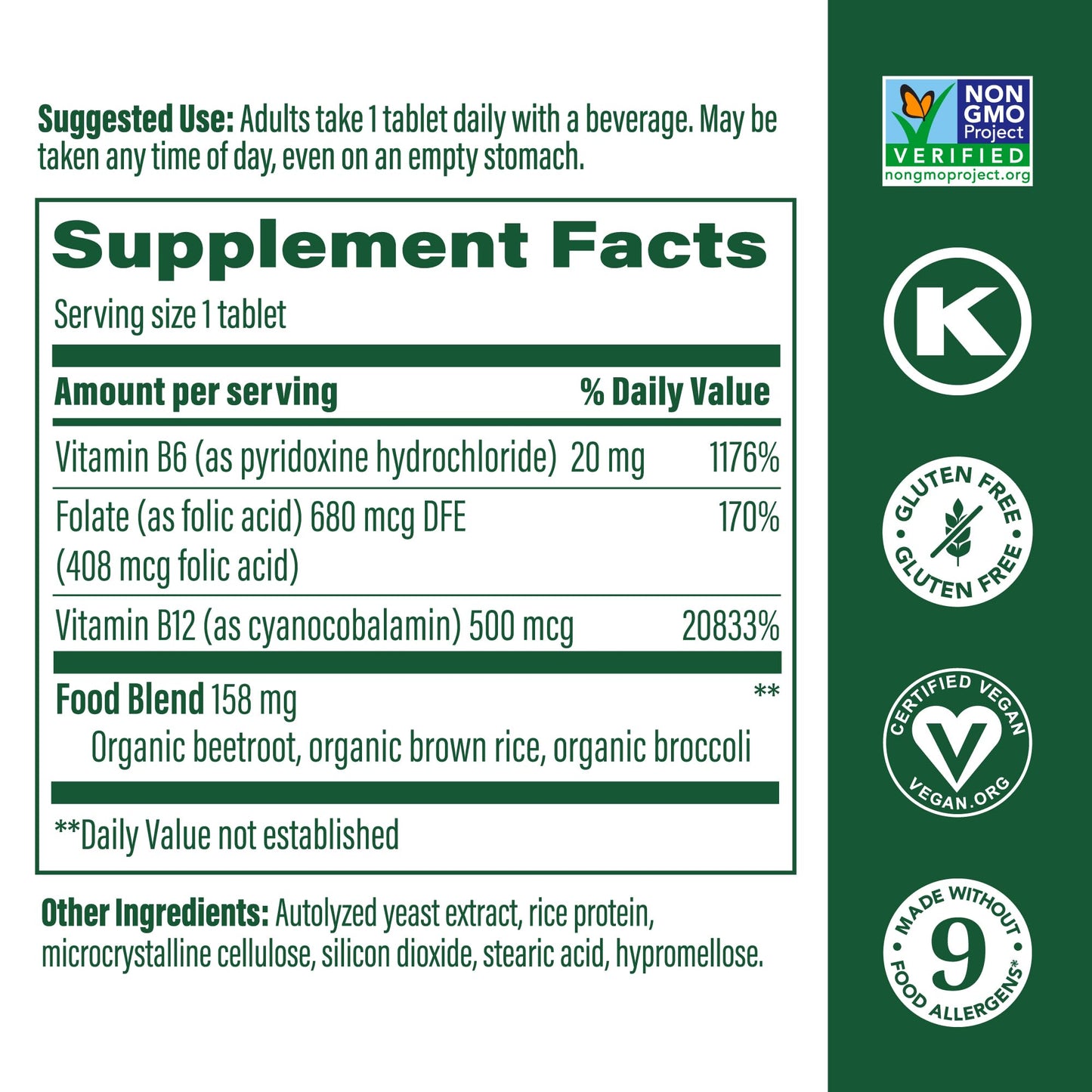 MegaFood Vegan B12 with B6 & Folic Acid – 30 Tablets | Energy & Nerve Health