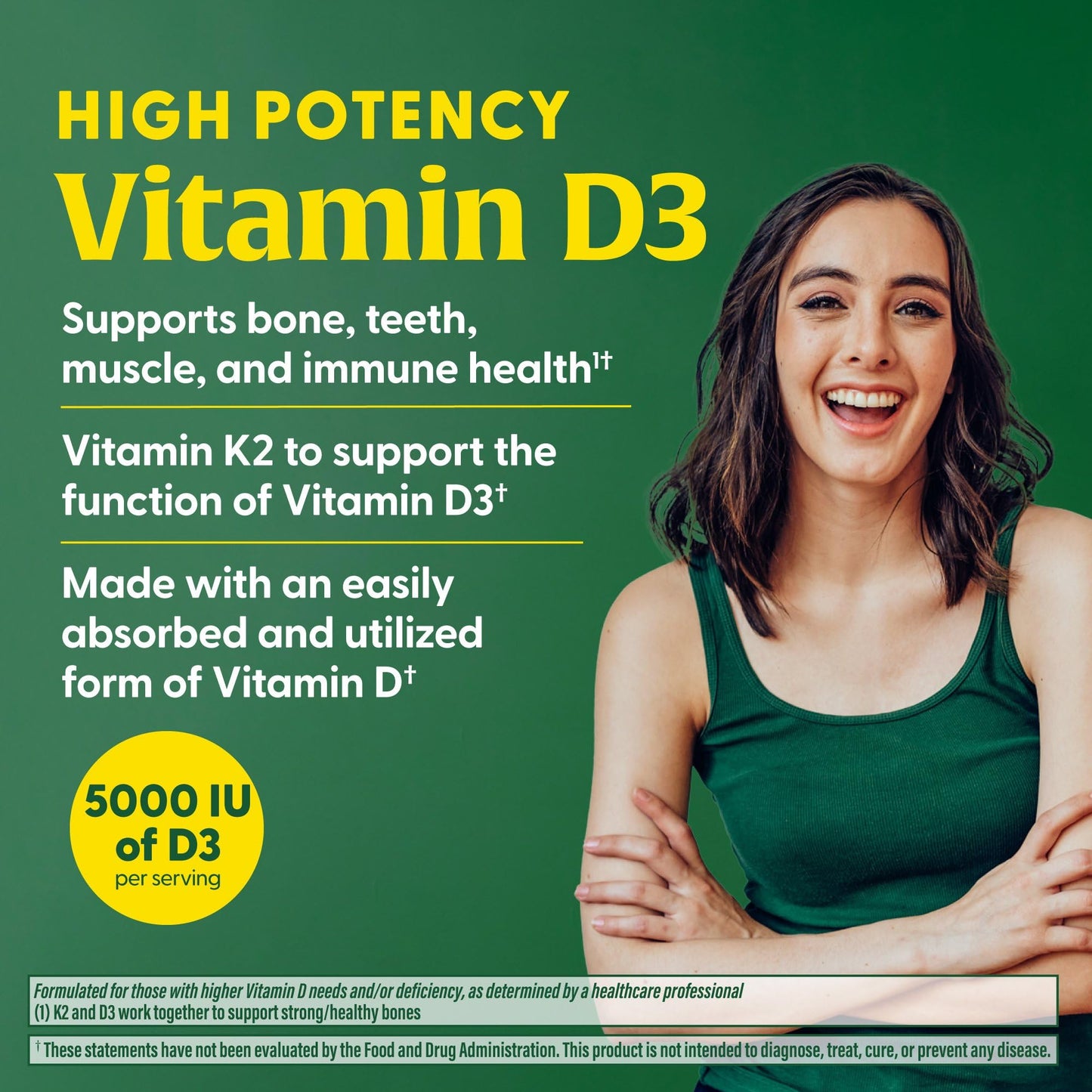 MegaFood Vitamin D3 5000 IU with K2 – Vegetarian D3/K2 for Bones, Teeth & Immune Support | 120 Mini Capsules