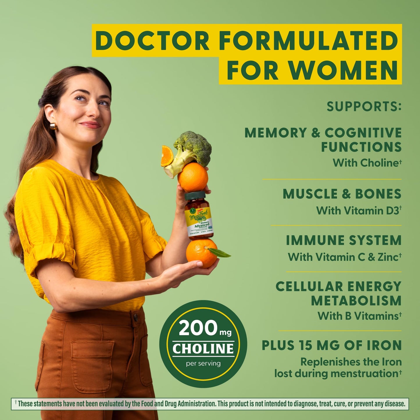 MegaFood Women's Advanced Multivitamin – Doctor-Formulated with Iron & Choline | 120 Tabs