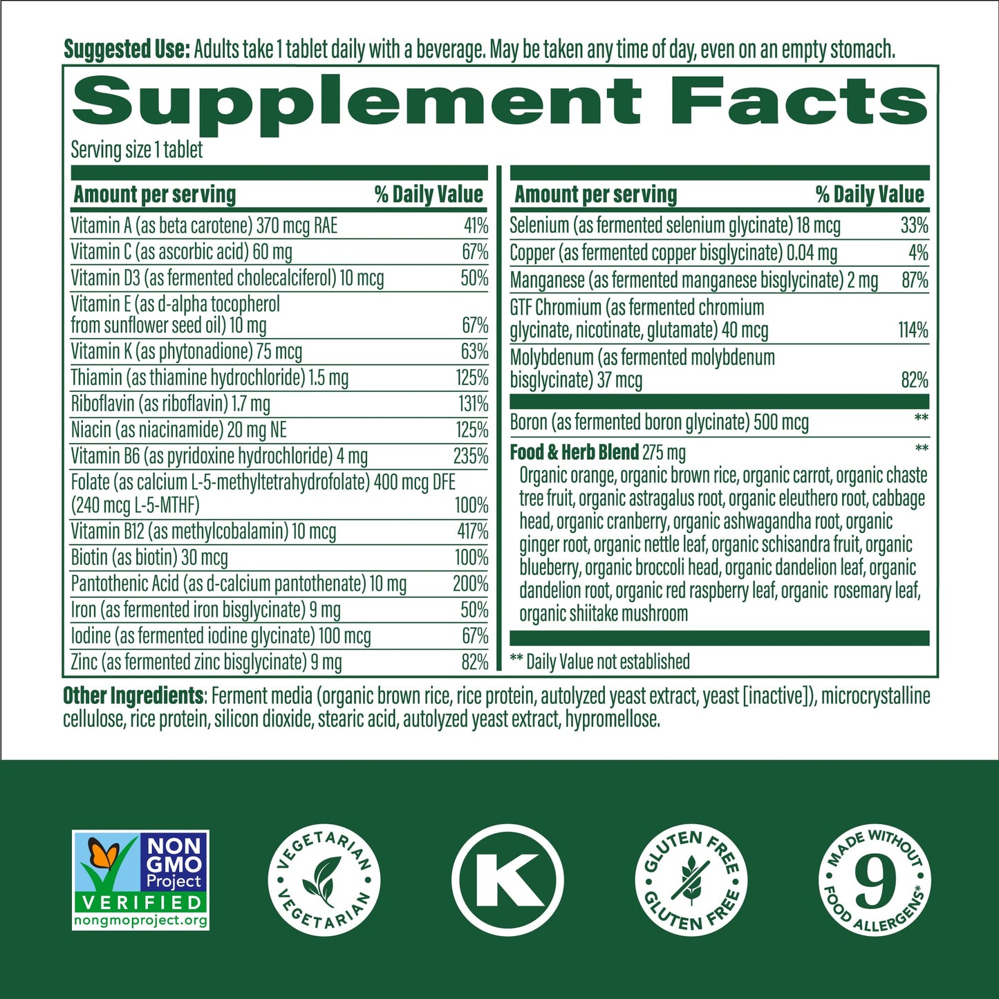 MegaFood Women’s Multivitamin One Daily – Vegetarian, Gluten Free, Iron & B Vitamins – 90 Tablets