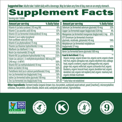 MegaFood Womens Multivitamin One Daily – Vegetarian, Gluten-Free, Iron, Vitamin C & D3, 60 Tablets