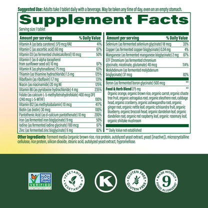 MegaFood Womens Multivitamin One Daily – Vegetarian, Gluten-Free, Iron, Vitamin C & D3, 60 Tablets