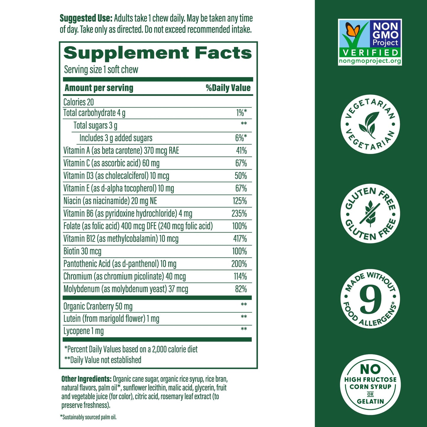 MegaFood Women's Multivitamin Soft Chews - One Daily, Mixed Berry (Vegetarian, Non-GMO)
