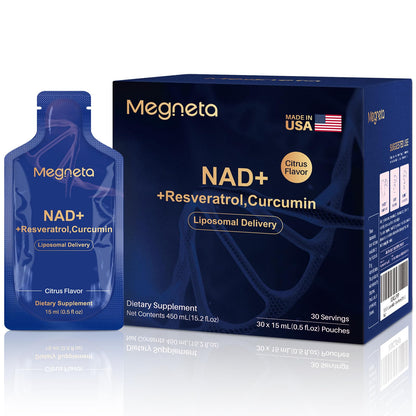 MEGNETA Liposomal NAD+ with Resveratrol — Energy & Cellular Support (30 Pouches)