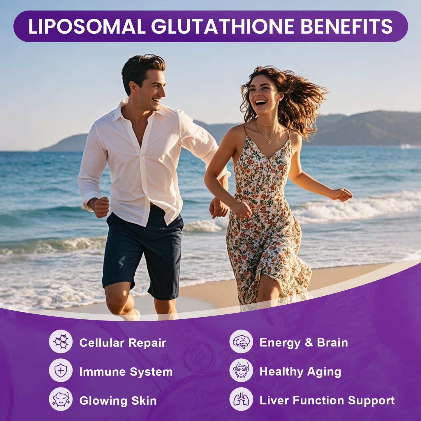 MEGNETA Liposomal Glutathione 500mg – PQQ CoQ10 Vitamin C | Grape Flavor, 30 Pouches