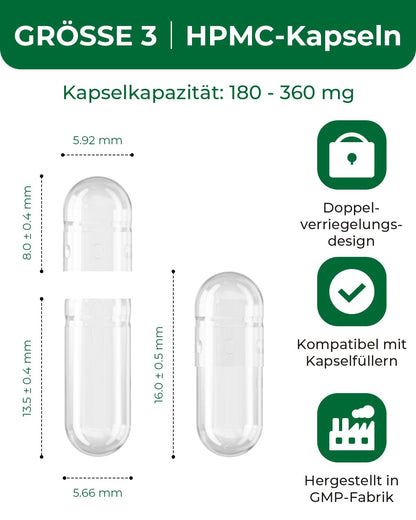 MéipaLien HPMC Empty Capsules Size 3-200 | Plant-Based, Vegetarian, Halal, Non-GMO | DIY Filling