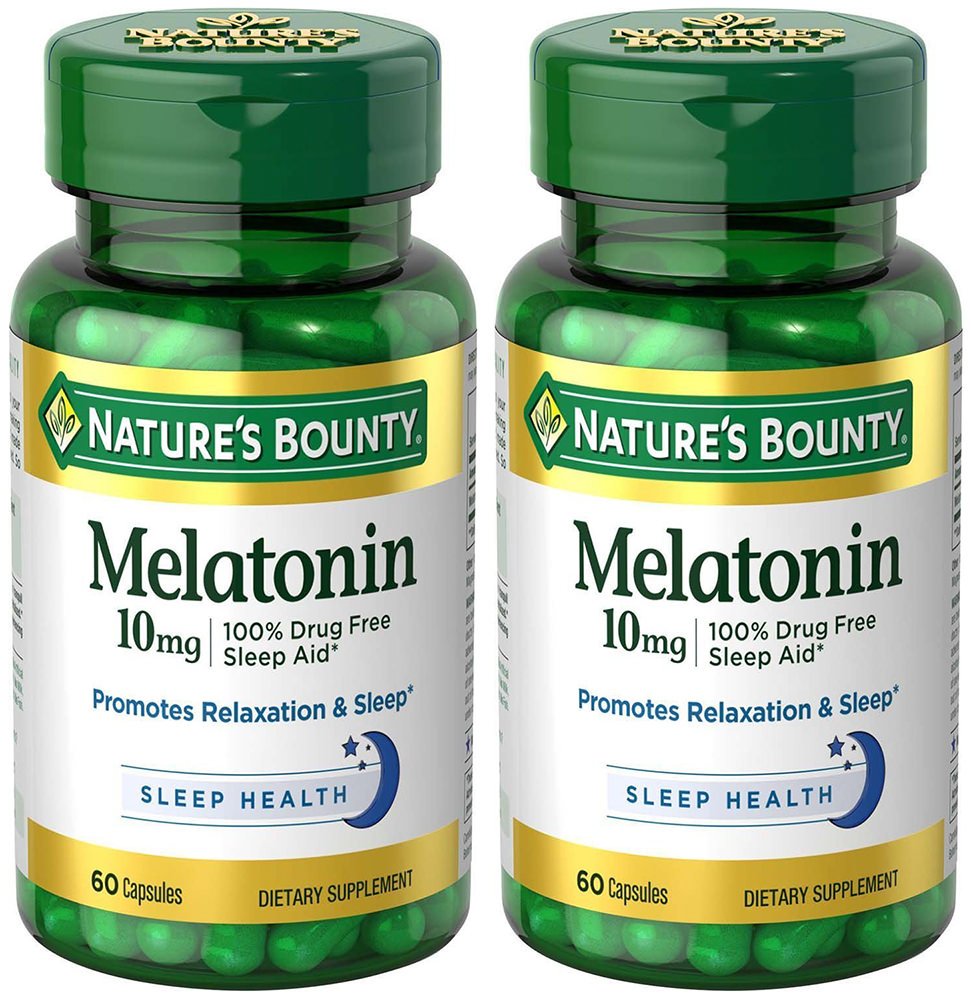 Melatonin 10 mg, 2 Bottles (60 Count) | Natures Bounty Sleep Support