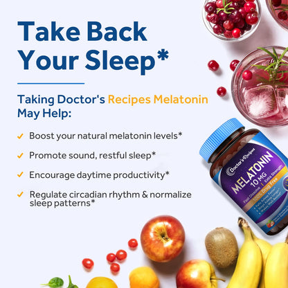 Doctor’s Recipes Melatonin 10 mg Fast Dissolve – 120 Tablets | Sleep Support, Non-GMO, Strawberry Flavor