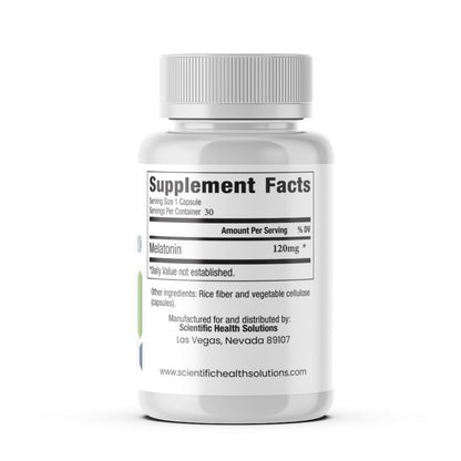 Scientific Health Solutions Melatonin 120mg | Single-Dose Melatonin in Easy-to-Swallow Capsules | Vegan, Non-GMO & Gluten-Free | US-Made Extra Strength Melatonin (6-Pack)