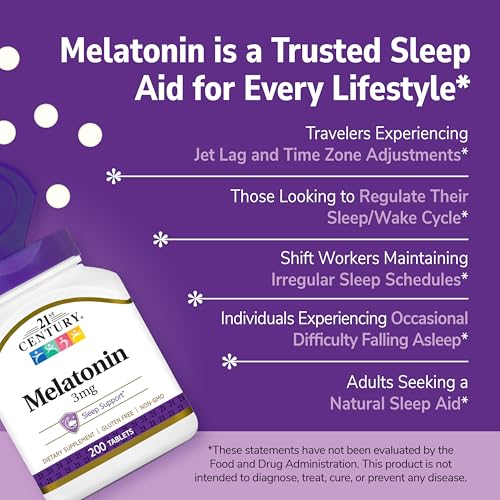 21st Century Melatonin 3 mg Tablets, 200 Count | Sleep Support