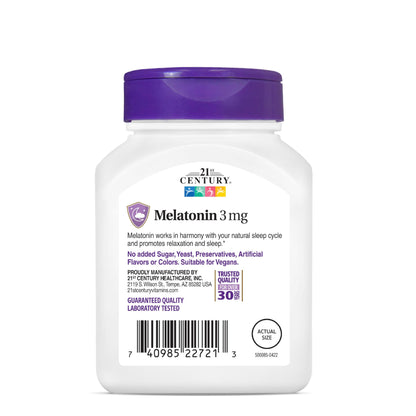 21st Century Melatonin 3 mg Tablets, 200 Count | Sleep Support