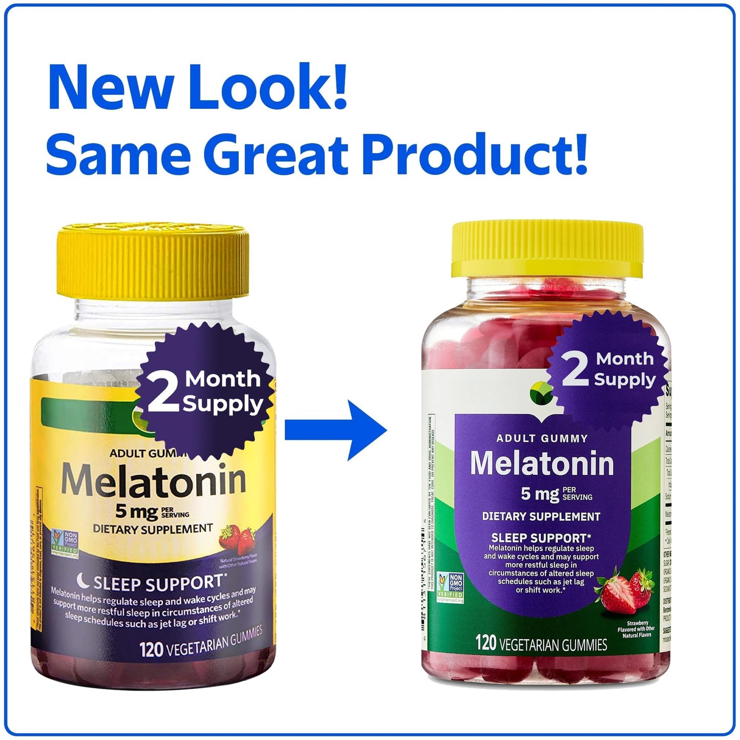 Melatonin Gummies 5 mg – Strawberry, 120 Count (60-Day) – Non-GMO Sleep Support
