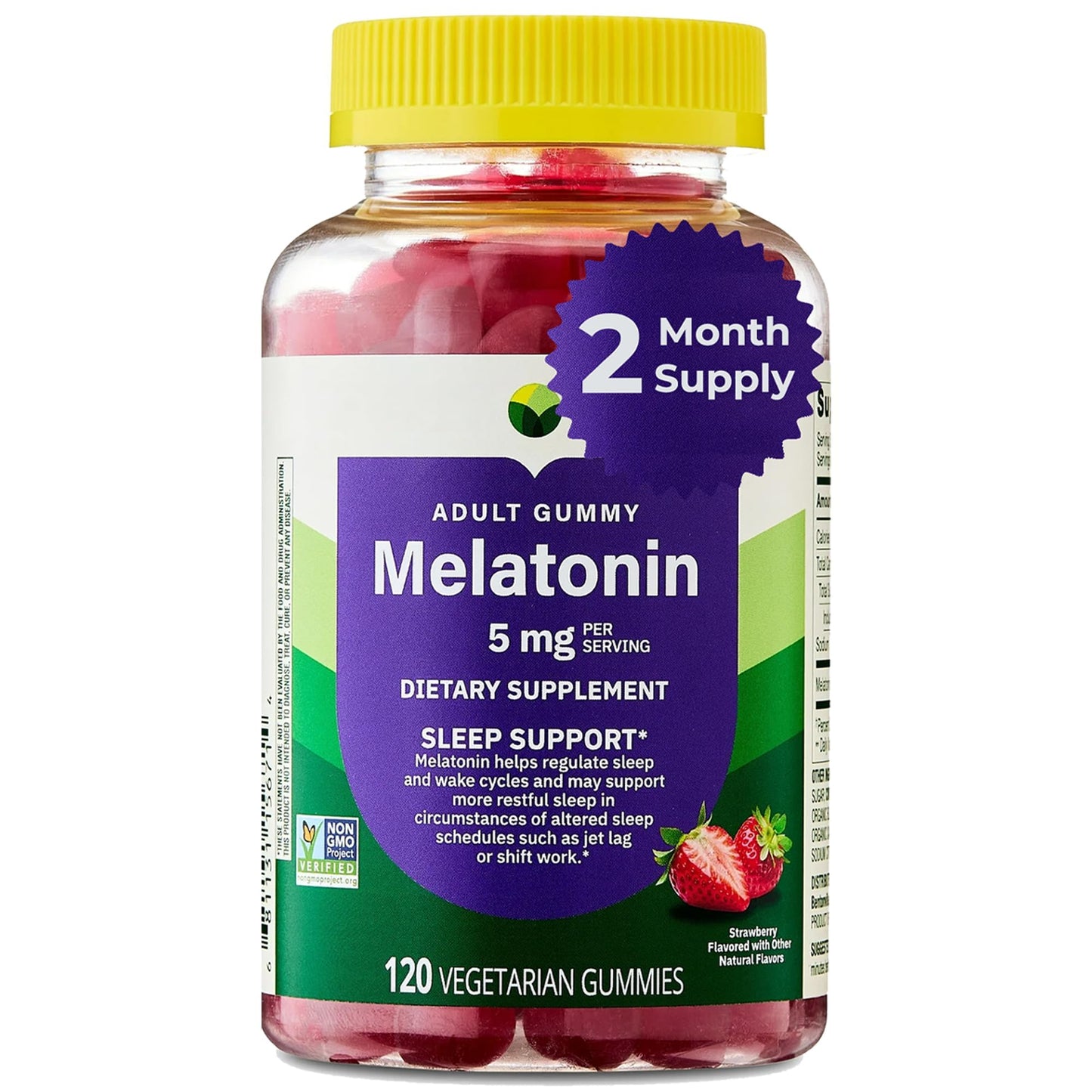 Melatonin Gummies 5 mg – Strawberry, 120 Count (60-Day) – Non-GMO Sleep Support
