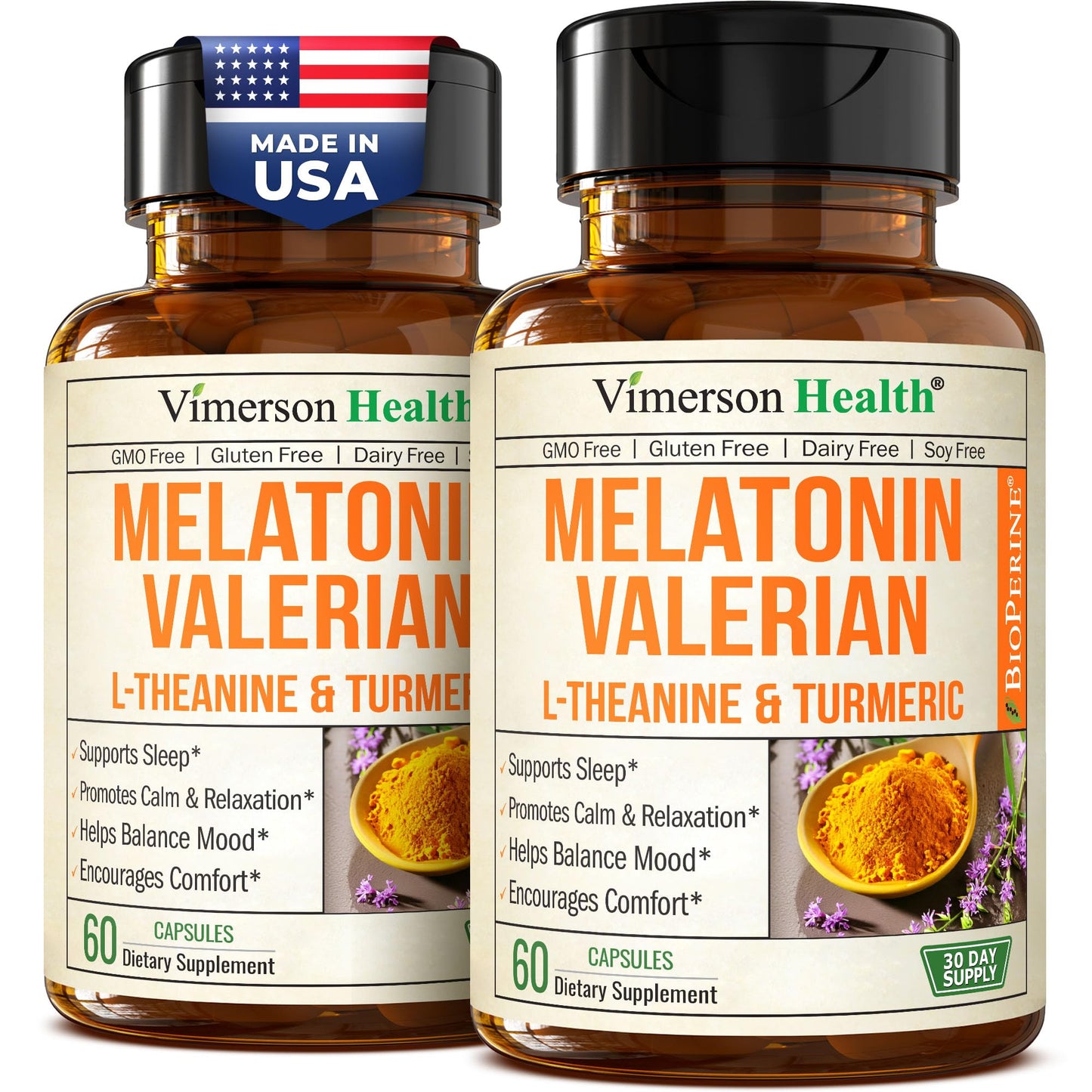Vimerson Health Melatonin Sleep Aid with L-Theanine & Valerian – 2 Pack