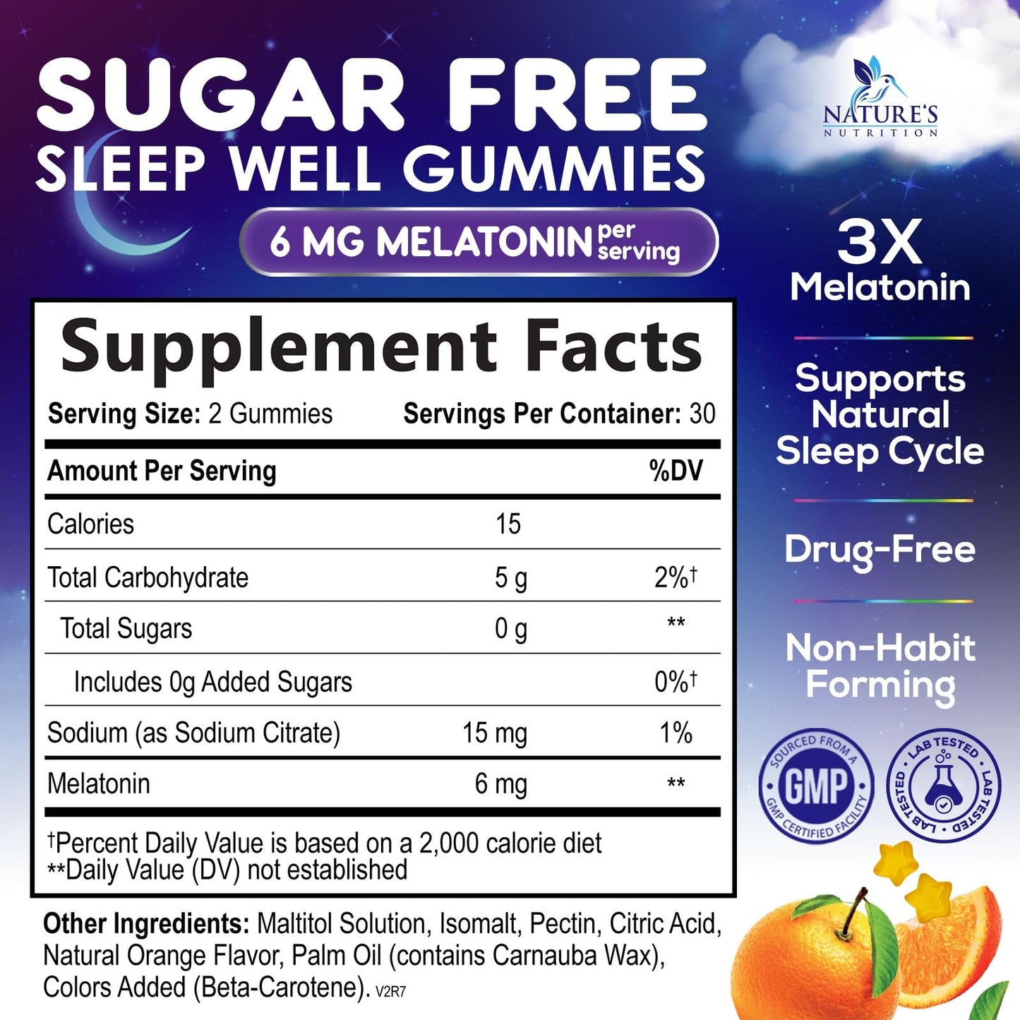 Melatonin Sleep Gummies Sugar Free - 6 mg for Adults, 60 Count