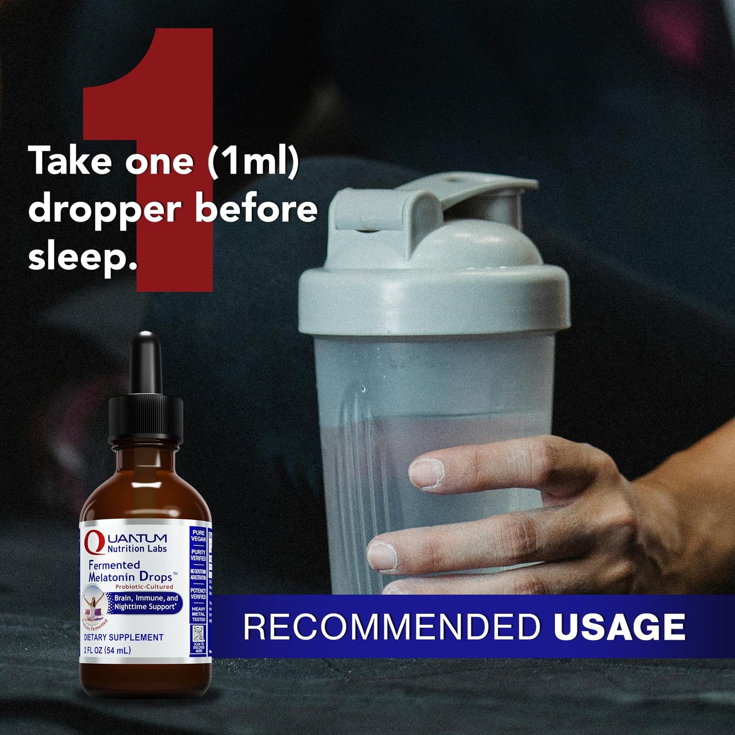 Quantum Nutrition Labs Fermented Melatonin Drops – Sleep Support, Vegan (2 x 2 oz)