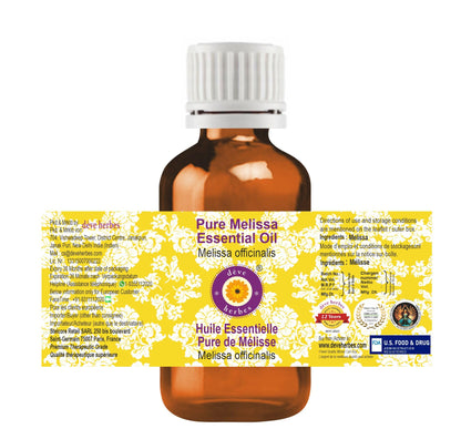 Melissa Essential Oil (Melissa officinalis) Pure – Steam Distilled 100ml | Deve Herbes