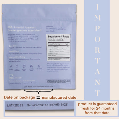 mello Magnesium Supplement Superblend Powder – Lavenderberry Flavor, 30 Servings