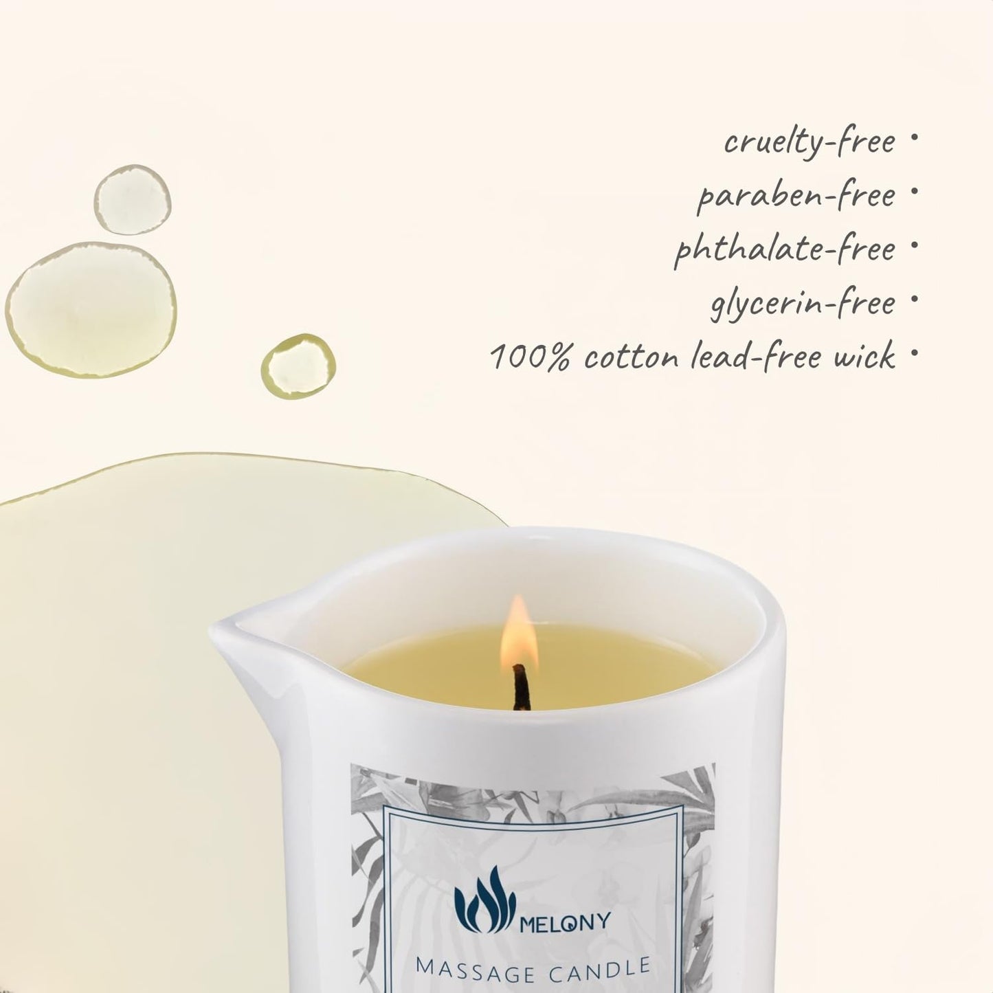 MELONY Aromatherapy Massage Candle – Jasmine Body Oil, Low-Temp, 8.1OZ