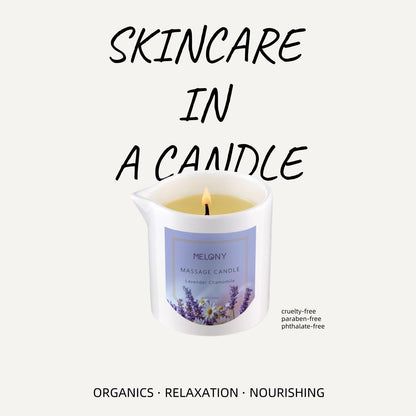 MELONY Luxury Massage Candle – Lavender Chamomile, 8.1OZ | 4-in-1 Moisturising Candle