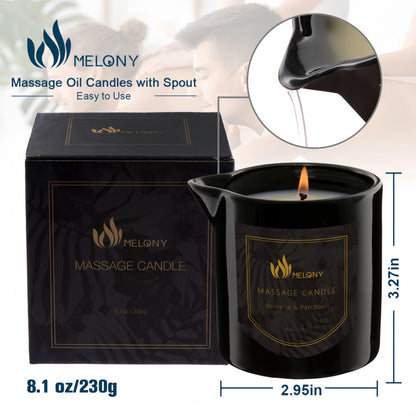 MELONY Massage Oil Candle - Verbena & Patchouli, 8.1 oz