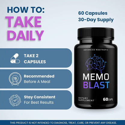 VIVALIS Memo Blast Capsules — 5 Pack Premium Formula for Overall Health & Wellness
