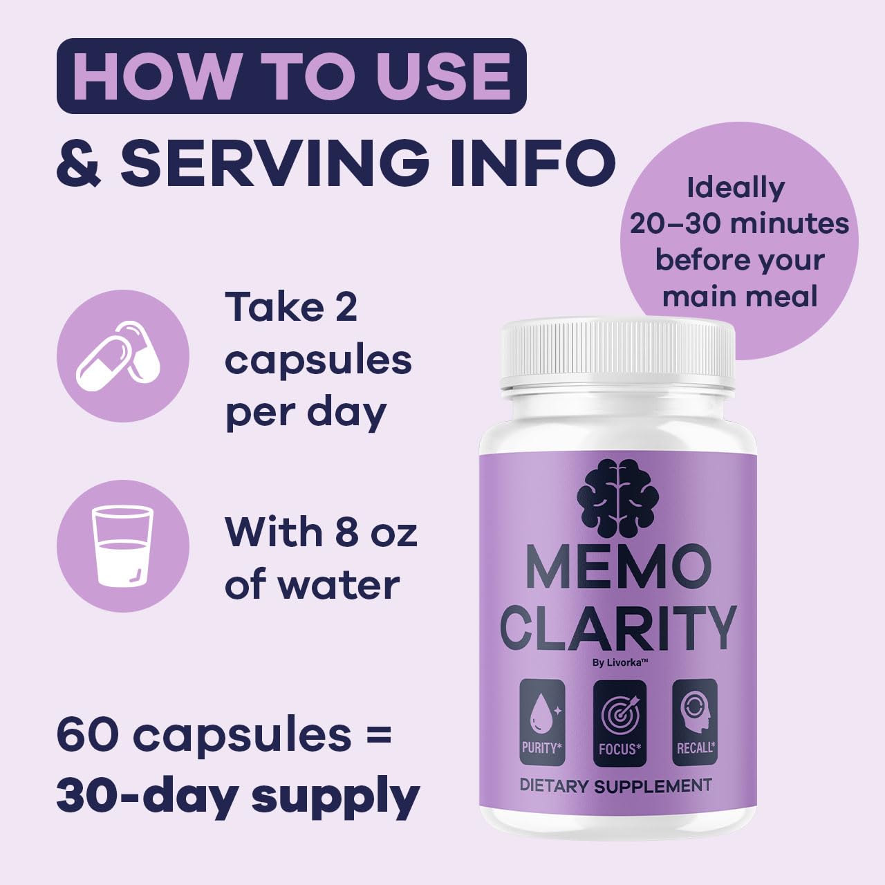 (3 Pack) Memo Clarity Capsules - Advanced Natural Supplement, 180 Capsules
