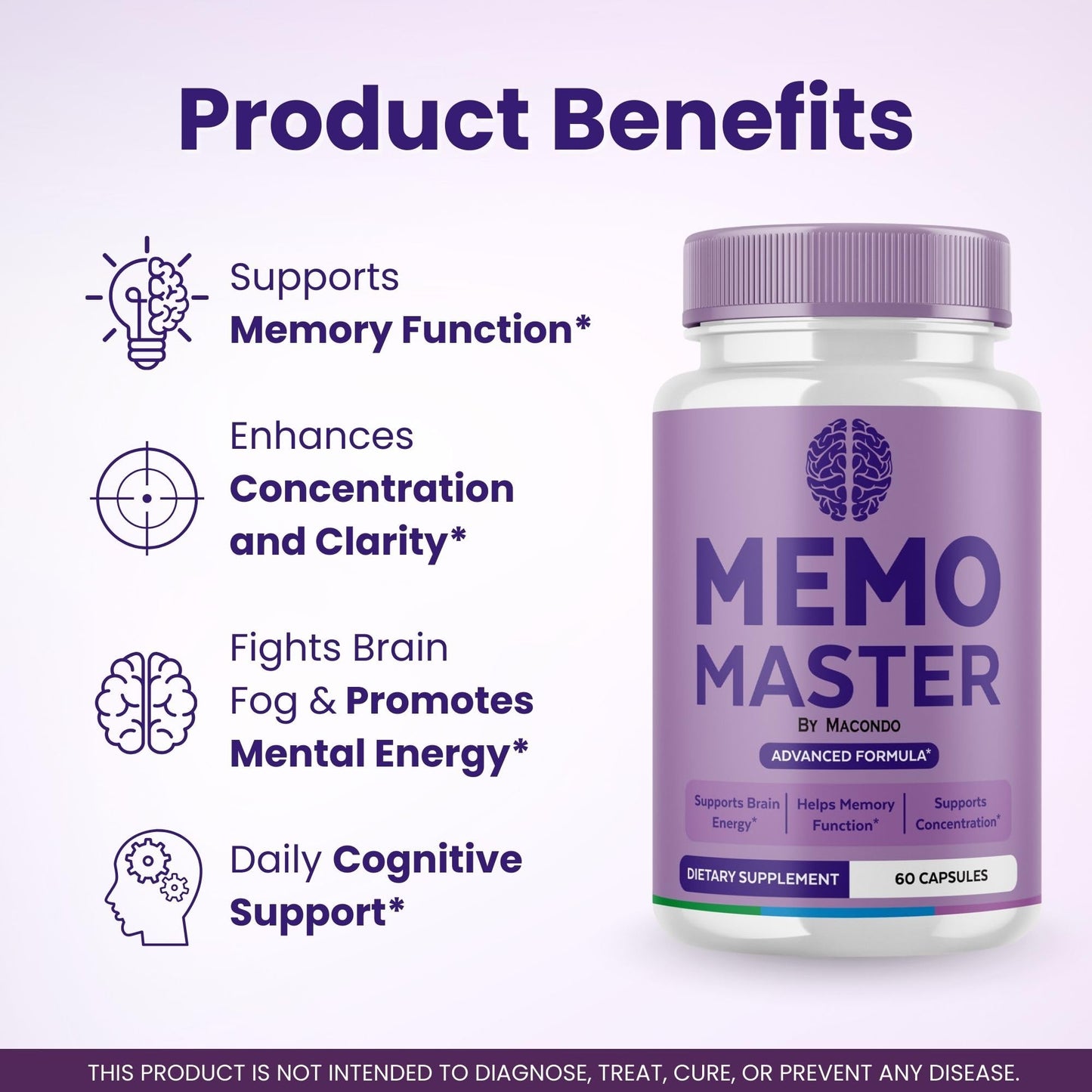 (5 Pack) Memo Master Capsules – Premium Memory Support (300 Capsules, 5 Months)