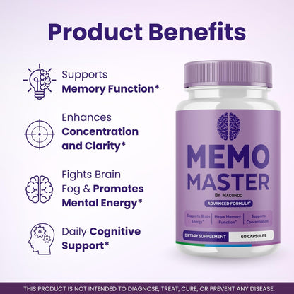 (5 Pack) Memo Master Capsules – Premium Memory Support (300 Capsules, 5 Months)