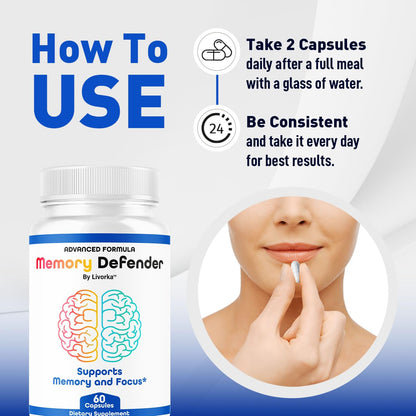 (3 Pack) Memory Defender Capsules – Brain Support Pills & Daily Wellness