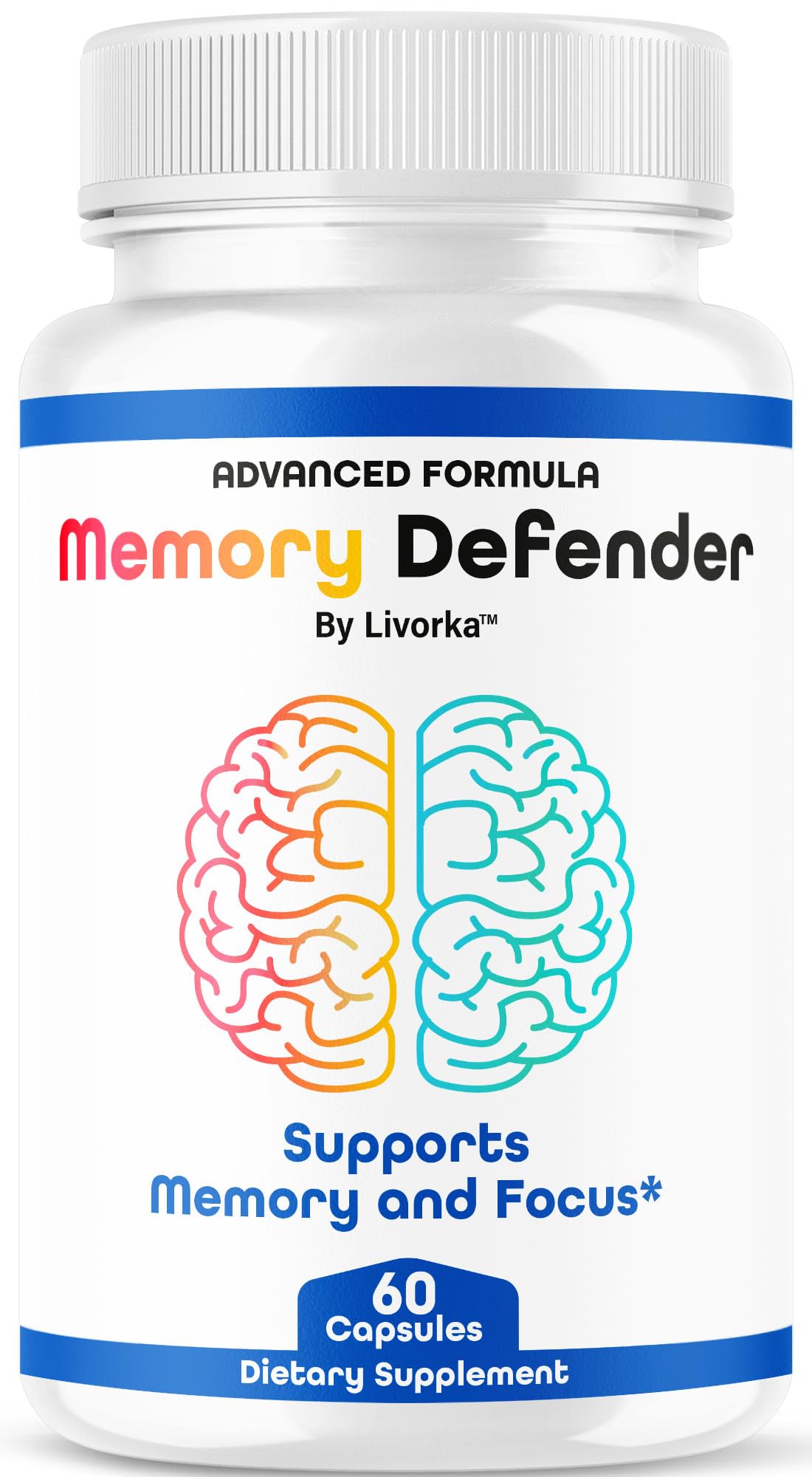Memory Defender Capsules – Advanced Brain Support Pills, 60 Count
