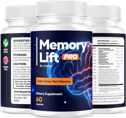 LIVORKA Memory Lift Pro 5 Pack – All-Natural Brain Support Capsules, 300 Count