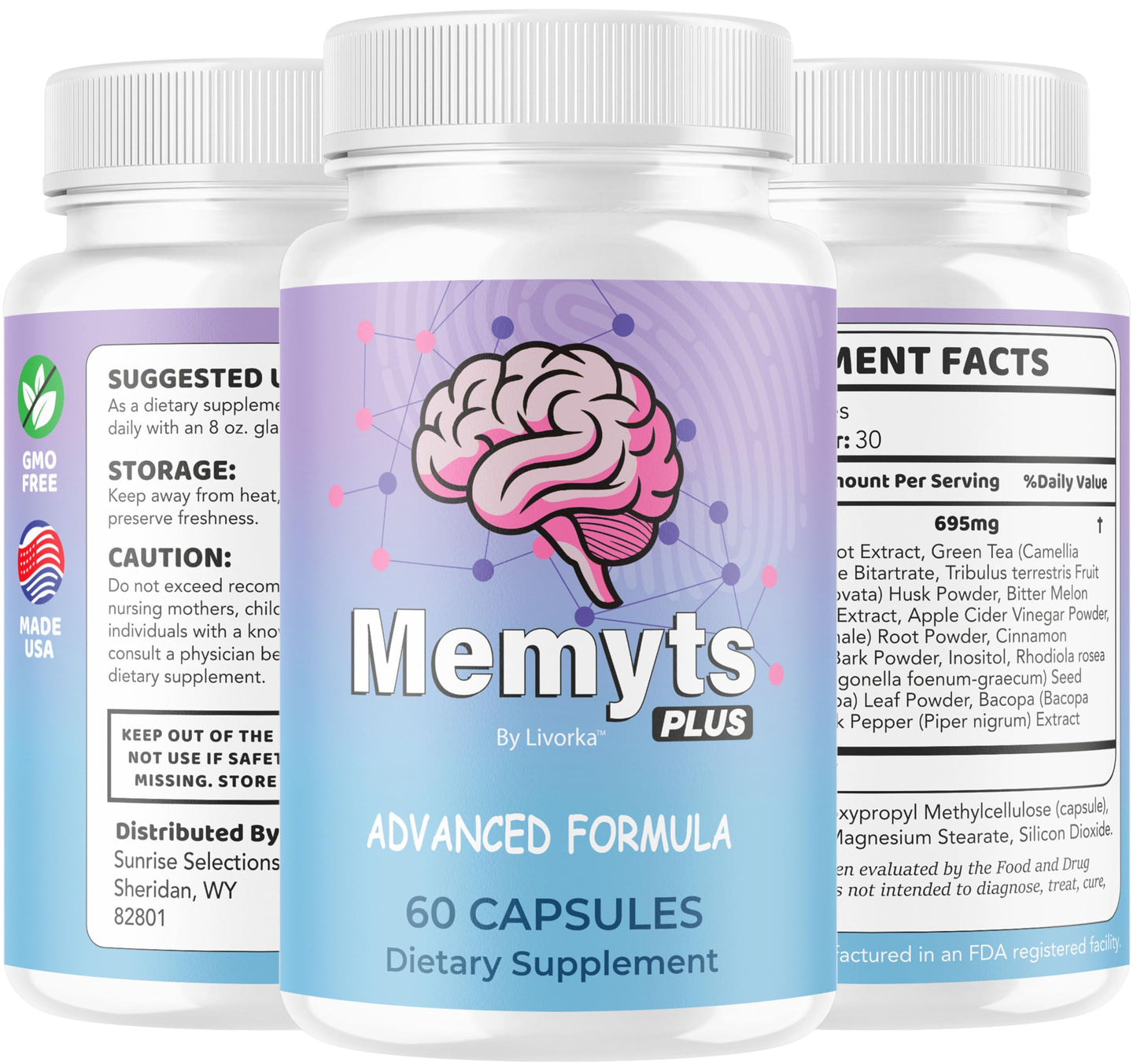 LIVORKA Memyts Plus Capsules – 2-Pack for Brain Energy & Focus | 120 Capsules