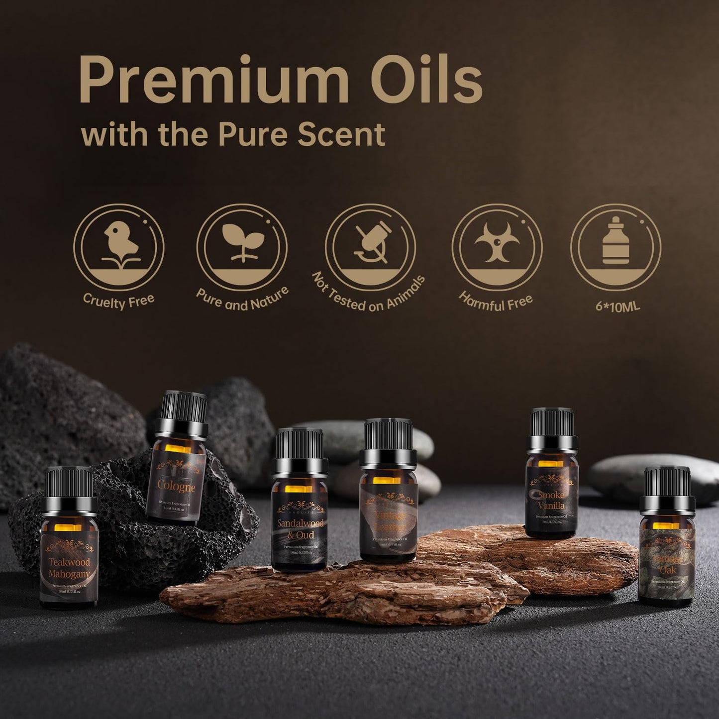 Men Essential Oils Set – 6 Premium Fragrance Oils for Diffusers, Candles & Aromatherapy | Gift Set for Men