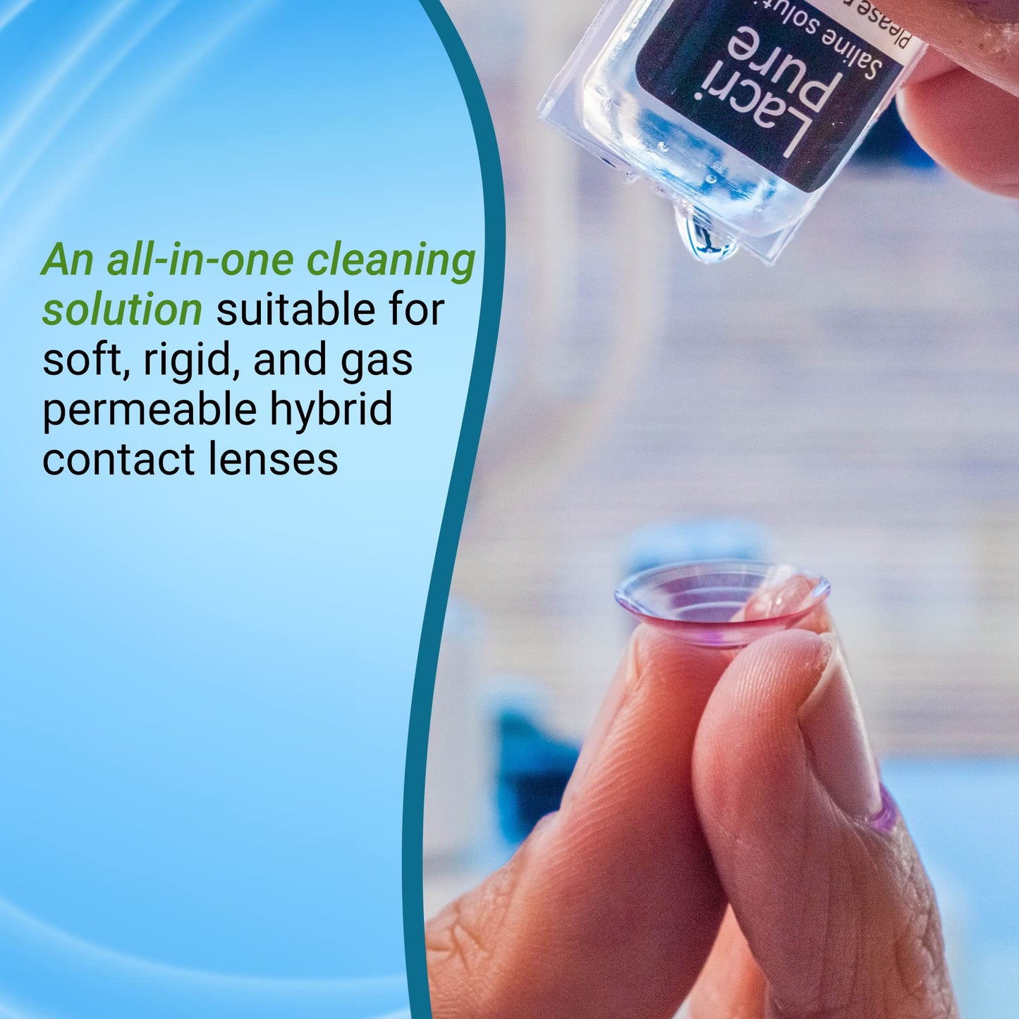 Menicon LacriPure Saline Contact Lens Solution - Rinse & Insertion, 98 Vials (5ml each)