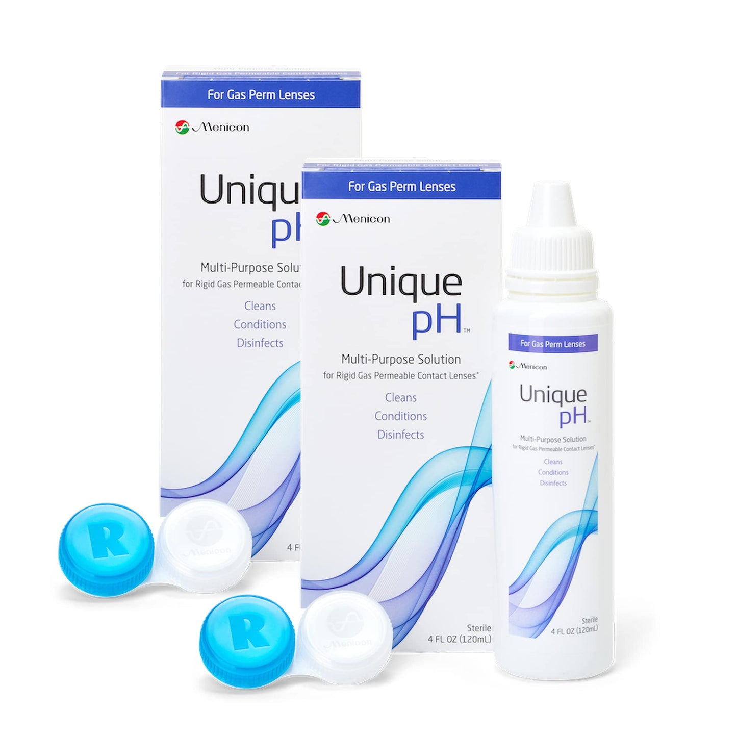 Menicon Unique pH Multi-Purpose Solution + RGP Lens Case, 4 oz, 2-Pack