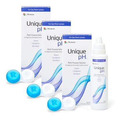Menicon Unique pH Multi-Purpose Solution with RGP Lens Case - 4 Fl oz Each, 3 Pack