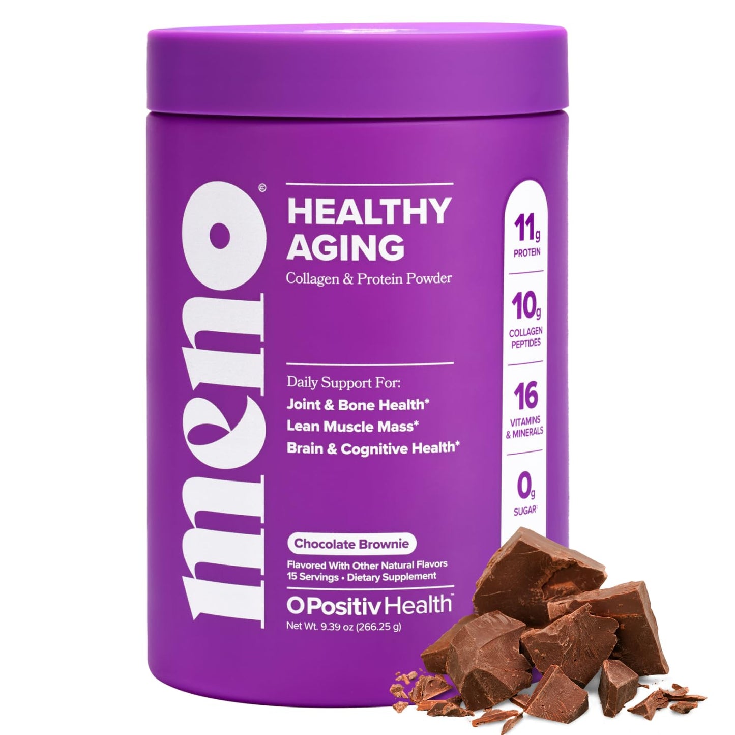 MENO Healthy Aging Collagen & Protein Powder – Joint & Bone Health, Lean Muscle, Skin & Hair | Chocolate Brownie, 15 Servings