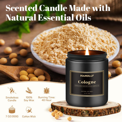 Mens Scented Candle Gift Set – 6-Pack Soy Candles for Men, Gifts for Dad, 42 oz Long-Lasting Aromatherapy Jar Candles