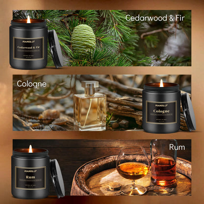 Mens Scented Candle Gift Set – 6-Pack Soy Candles for Men, Gifts for Dad, 42 oz Long-Lasting Aromatherapy Jar Candles