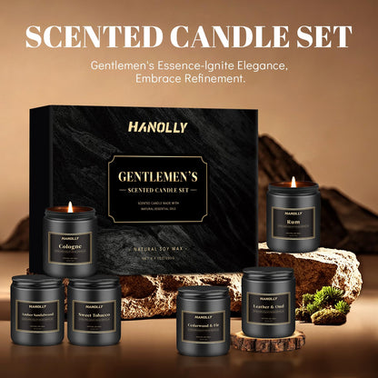 Mens Scented Candle Gift Set – 6-Pack Soy Candles for Men, Gifts for Dad, 42 oz Long-Lasting Aromatherapy Jar Candles