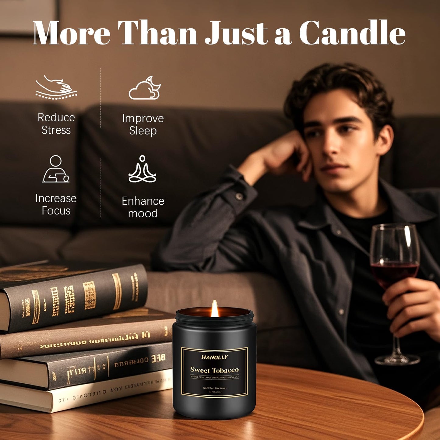 Mens Scented Candle Gift Set – 6-Pack Soy Candles for Men, Gifts for Dad, 42 oz Long-Lasting Aromatherapy Jar Candles
