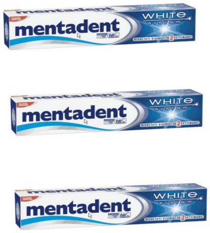 Mentadent White System Toothpaste 75ml – Pack of 3