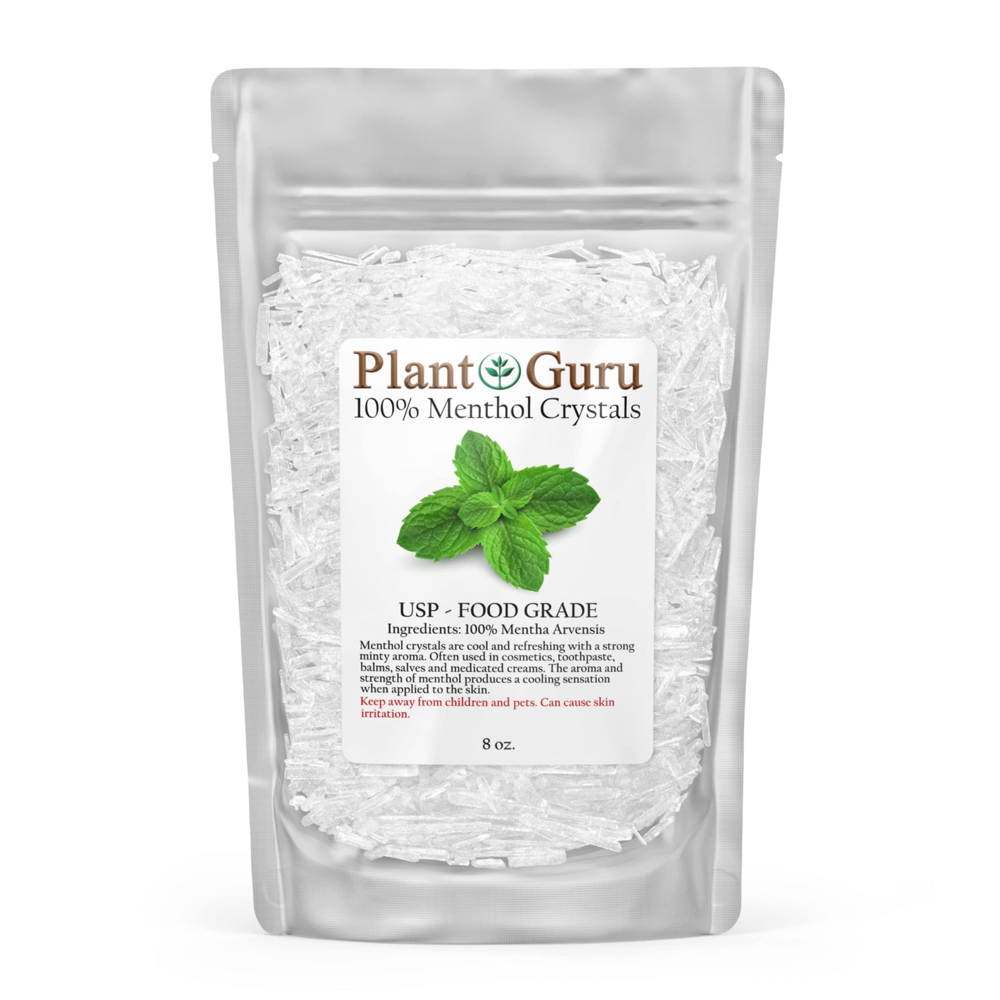 Menthol Crystals 8 oz – Mentha Arvensis | 100% Pure Natural USP Food Grade for Cosmetics, Soaps & Balms