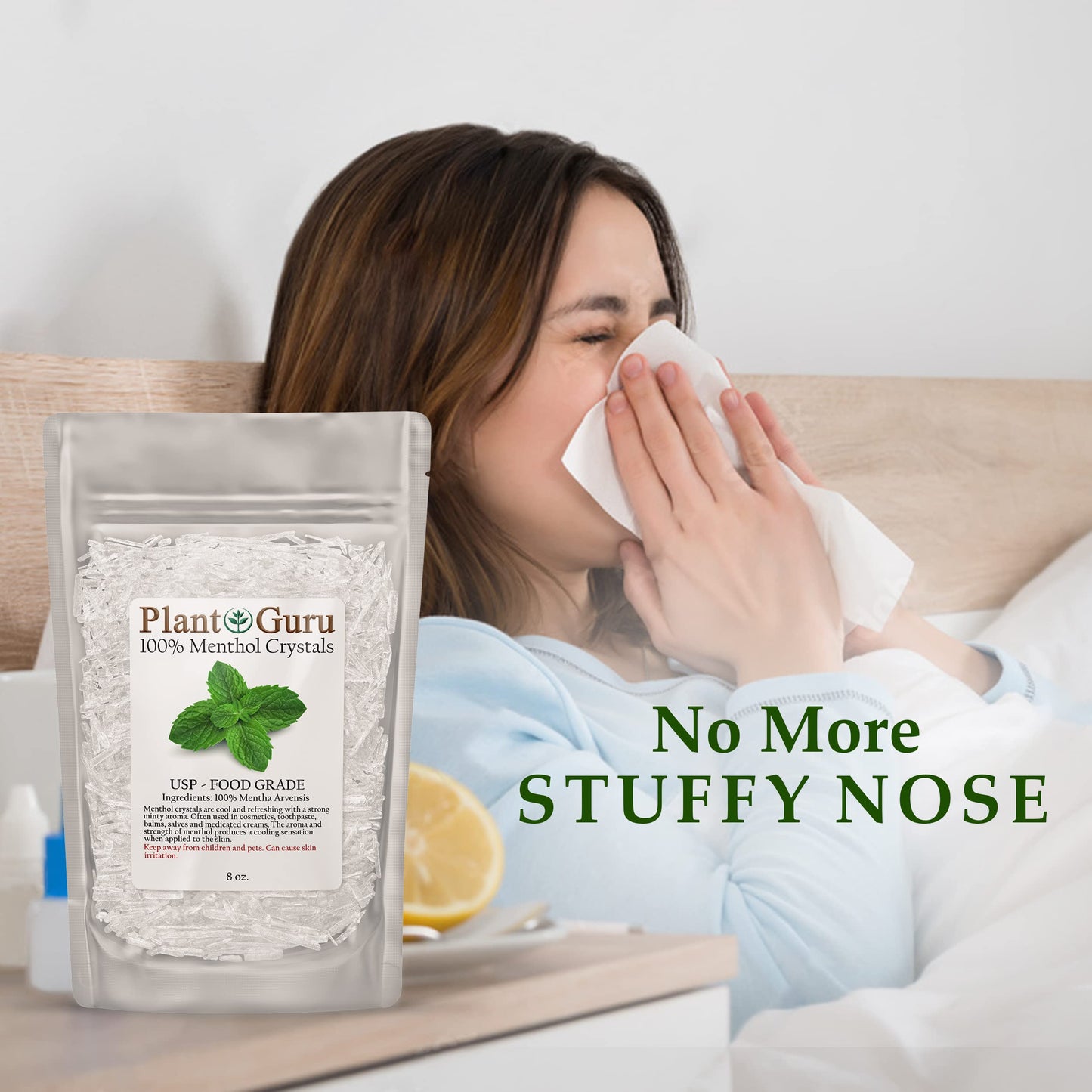 Menthol Crystals 8 oz – Mentha Arvensis | 100% Pure Natural USP Food Grade for Cosmetics, Soaps & Balms